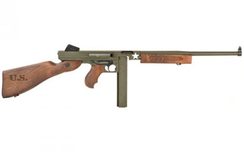 Auto Ordnance M1 Tanker, Semi-automatic Rifle, 45ACP, 16.5" Barrel, Cerakote Finish, Olive Drab Green, Walnut Fixed Stock with U.S. Logo and Horizontal Foregrip, Blade Front Sight & Fixed Battle Rear Sight, (1) 30 Round Magazine and (1) 20 Round Magazine, BLEM (Damaged Packaging) TM1C1