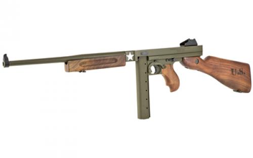 Auto Ordnance M1 Tanker, Semi-automatic Rifle, 45ACP, 16.5" Barrel, Cerakote Finish, Olive Drab Green, Walnut Fixed Stock with U.S. Logo and Horizontal Foregrip, Blade Front Sight & Fixed Battle Rear Sight, (1) 30 Round Magazine and (1) 20 Round Magazine, BLEM (Damaged Packaging) TM1C1