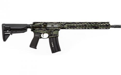 Bravo Company Recce 14 KMR-A Carbine, Semi-automatic Rifle, 223 Remington/556NATO, 14.5" Barrel (16" OAL with Pinned Brake), Mid-length Gas System, Camo Finish, Jungle Tiger Stripe, SOPMOD Stock, BCM Mod 3 Pistol Grip, KMR Alpha 13" Handguard, BCM Mod 1 Compensator, BCM Mod 4 Charging Handle, PNT Trigger, 30 Rounds, 1 Magazine 780-790-TC