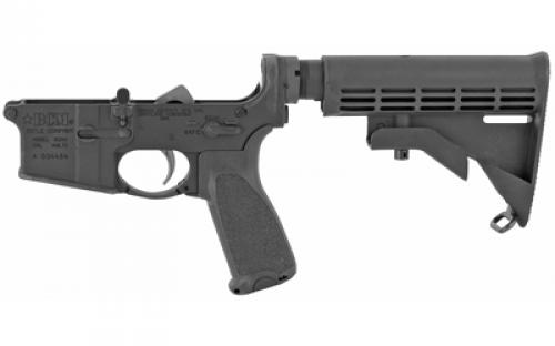 Bravo Company Semi-automatic Complete Lower Receiver, AR, 223 Remington/556NATO, Anodized Finish, Black, BCM M4 Milspec Stock Gen 2, Fire Controls Marked SAFE and SEMI, BCMGUNFIGHTER Enhanced Trigger Guard, BCMGUNFIGHTER QD End Plate, BCMGUNFIGHTER Pistol Grip LRG-STK-M4