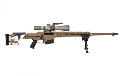 Barrett MRAD MK22, Bolt Action Rifle, 300 Norma Mag, 26 Fluted Barrel, 1:8 Twist, 49.625 Overall Length, Coyote Brown Cerakote Finish, Synthetic Stock, 10 Rounds, 1 Magazine, Includes Contract Mount, Leupold 7-35x56 With T3 Reticle, Bipod Bag Rider, BLEM (Damaged Case) 19505