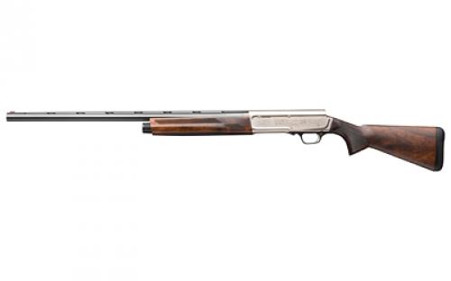 Browning A5 Ultimate, Semi-automatic Shotgun, 12 Gauge 3 Chamber, 26 Blued Barrel, Scroll Engraving, Satin Nickel Finish, Turkish Walnut Stock, Fiber Optic Front Sight, Includes 3 Invector-DS Choke Tubes - F, M, IC, 4 Rounds 0118203005