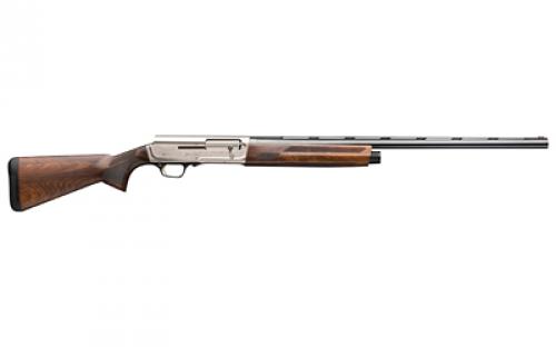 Browning A5 Ultimate, Semi-automatic Shotgun, 12 Gauge 3" Chamber, 26" Blued Barrel, Scroll Engraving, Satin Nickel Finish, Turkish Walnut Stock, Fiber Optic Front Sight, Includes 3 Invector-DS Choke Tubes - F, M, IC, 4 Rounds 0118203005