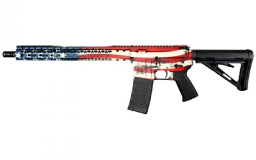 Black Rain Ordnance Spec+, Semi-automatic Rifle, AR, 223 Remington/556NATO, 16 Chrome-Moly Barrel, Cerakote Finish, Red/White/Blue, 15 Free Float M-LOK Handguard, Magpul Pistol Grip, Magpul Stock, Black, 30 Rounds, 1 Magazine BRO-PAT-AMERICA