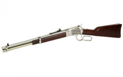 Rossi R92, Lever Action, 44 Magnum, 16" Round Barrel, Stainless Steel, Silver, Engraved US Flag on Receiver, Wood Furniture, Adjustable Sights, 8 Rounds 920441693-EN1