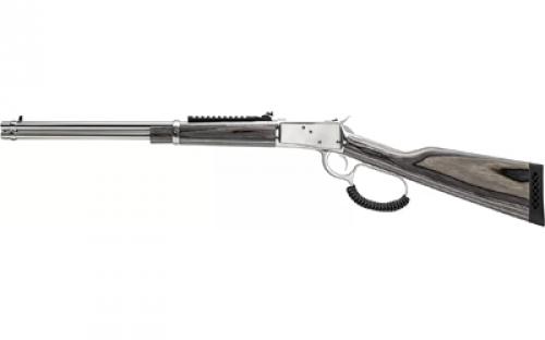 Rossi R92, Large Loop, Lever Action Rifle, 357 Magnum, 20 Barrel, Stainless Steel Finish, Silver, Green Laminate Wood Stock, Buckhorn Sights, 8 Rounds, Right Hand 923572093-LW