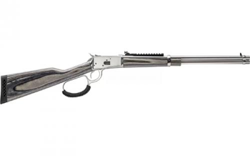 Rossi R92, Large Loop, Lever Action Rifle, 357 Magnum, 20" Barrel, Stainless Steel Finish, Silver, Green Laminate Wood Stock, Buckhorn Sights, 8 Rounds, Right Hand 923572093-LW