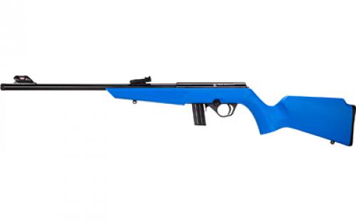 Rossi RB22, Bolt Action Rifle, 22LR, 16 Threaded Barrel, 1/2x28, Matte Finish, Black, Blue Synthetic Stock, Compact, Adjustable Fiber Optic Sights, 10 Rounds, 1 Magazine RB22L1611BL