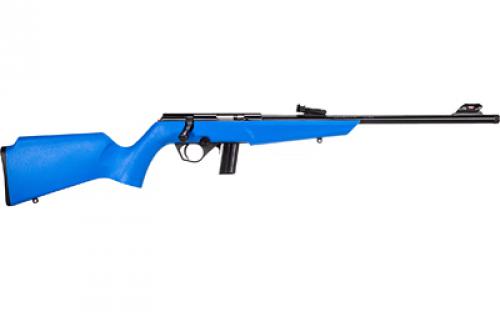 Rossi RB22, Bolt Action Rifle, 22LR, 16" Threaded Barrel, 1/2x28, Matte Finish, Black, Blue Synthetic Stock, Compact, Adjustable Fiber Optic Sights, 10 Rounds, 1 Magazine RB22L1611BL