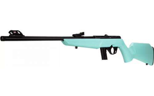 Rossi RB22, Bolt Action Rifle, 22LR, 16" Threaded Barrel, 1/2x28, Matte Finish, Black, Cyan Synthetic Stock, Compact, Adjustable Fiber Optic Sights, 10 Rounds, 1 Magazine RB22L1611C