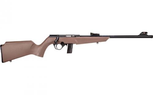 Rossi RB22, Bolt Action Rifle, 22LR, 16" Threaded Barrel, 1/2x28, Matte Finish, Black, Flat Dark Earth Synthetic Stock, Compact, Adjustable Fiber Optic Sights, 10 Rounds, 1 Magazine RB22L1611FDE