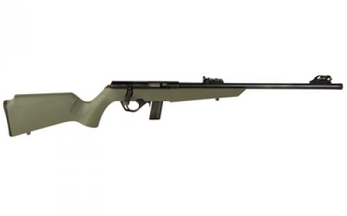 Rossi RB22, Bolt Action Rifle, 22LR, 16" Threaded Barrel, 1/2x28, Matte Finish, Black, Olive Drab Green Synthetic Stock, Compact, Adjustable Fiber Optic Sights, 10 Rounds, 1 Magazine RB22L1611OD