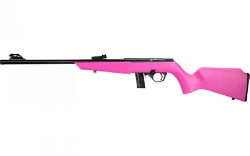 Rossi RB22, Bolt Action Rifle, 22LR, 16 Threaded Barrel, 1/2x28, Matte Finish, Black, Pink Synthetic Stock, Compact, Adjustable Fiber Optic Sights, 10 Rounds, 1 Magazine RB22L1611P