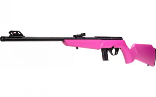 Rossi RB22, Bolt Action Rifle, 22LR, 16" Threaded Barrel, 1/2x28, Matte Finish, Black, Pink Synthetic Stock, Compact, Adjustable Fiber Optic Sights, 10 Rounds, 1 Magazine RB22L1611P