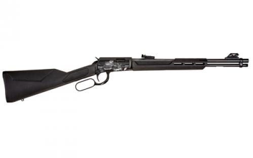 Rossi RL22, Lever Action, 22LR, 18" Barrel, Matte Finish, Black, Synthetic Stock, Adjustable Sights, Rattle Snake Engraving, 15 Rounds RL22181SY-EN12