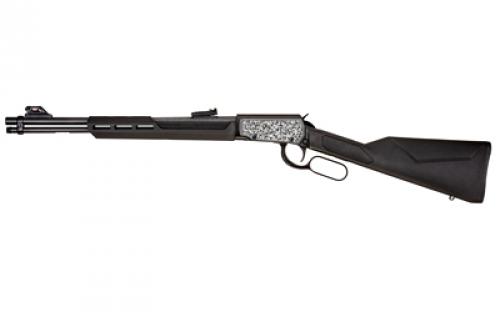 Rossi Rossi Gallery, Lever Action, 22LR, 18 Barrel, Matte Finish, Black, Synthetic Stock, Adjustable Sights, Scroll Engraving, 15 Rounds RL22181SY-EN13