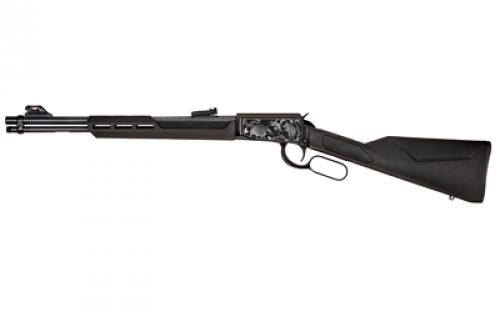 Rossi Rossi Gallery, Lever Action, 22LR, 18 Barrel, Matte Finish, Black, Synthetic Stock, Adjustable Sights, Armadillo Engraving, 15 Rounds RL22181SY-EN14