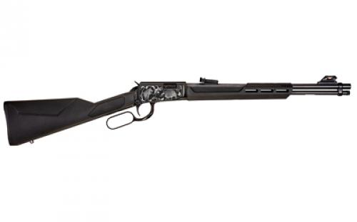 Rossi Rossi Gallery, Lever Action, 22LR, 18" Barrel, Matte Finish, Black, Synthetic Stock, Adjustable Sights, Armadillo Engraving, 15 Rounds RL22181SY-EN14