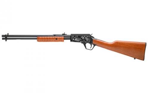 Rossi Rossi Gallery, Pump Action, 22LR, 18 Barrel, Matte Finish, Black, Wood Stock, Adjustable Sights, Armadillo Engraving, 15 Rounds RP22181WD-EN14