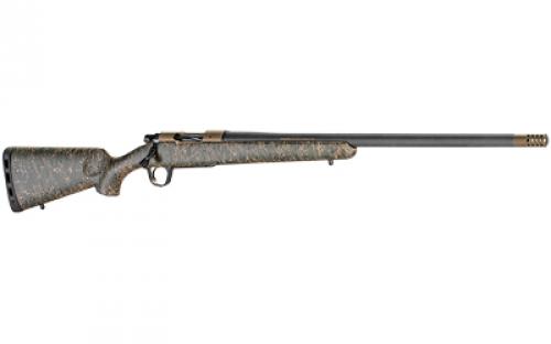 Christensen Arms Ridgeline, Bolt Action Rifle, 300 Winchester Magnum, 26 Threaded Carbon Fiber Wrapped Barrel, 5/8x24 Stainless Radial Muzzle Brake, Burnt Bronze Cerkoted Receiver, Carbon Fiber Composite Stock, Green with Black and Tan Webbing, 3 Rounds 801-06034-00