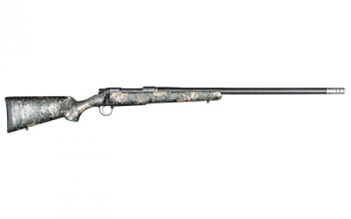 Christensen Arms Ridgeline FFT, Bolt Action Rifle, 300 Winchester Magnum, 22 Threaded Stainless Steel Barrel, Carbon Fiber Wrapped, 5/8X24 Side Baffle Muzzle Brake, Natural Stainless Finish, Carbon Fiber Sporter Stock, Green with Black and Tan Accents, 3 Rounds 801-06156-00