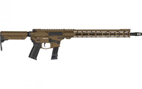 CMMG Resolute MK17, Semi-automatic Rifle, 9MM, 16.1" Barrel, Threaded Barrel, 1/2x28", ZEROED SR Brake, Cerakote Finish, Midnight Bronze, 15" Free Float M-LOK Handguard, ZEROED Polymer Grip, CMMG RipStock, Manual Safety, 21 Rounds, 1 Magazine 92AE6FB-MB