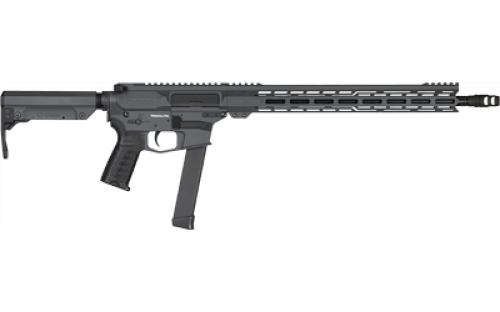 CMMG Resolute MKGS, Semi-automatic Rifle, 9MM, 16.1" Barrel, Threaded Barrel, 1/2x28", ZEROED SR Brake, Cerakote Finish, Gray, 15" Free Float M-LOK Handguard, ZEROED Polymer Grip, CMMG RipStock, Manual Safety, 33 Rounds, 1 Magazine, Glock Magazine Compatible 99AE6C9-SG