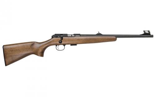 CZ 457 Scout, Bolt Action, 22LR, 16.5 Cold Hammer Forged Barrel, Black, Wood Stock, Adjustable Sights, Ships with a single shot adapter, any 457/455 magazine will fit, from 5 to 25 rounds. 02335