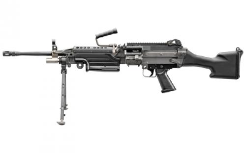 FN America M249S, Semi-automatic Rifle, Steel Frame, 556NATO, 18.5 Chrome Lined Cold Hammer Forged Barrel, Matte Finish, Para Black, Ergonomic Polymer Stock, Adjustable Primary Sights, Standard Disintegrating Link Belt-Fed, Includes Integral Steel Bipod 46-100169