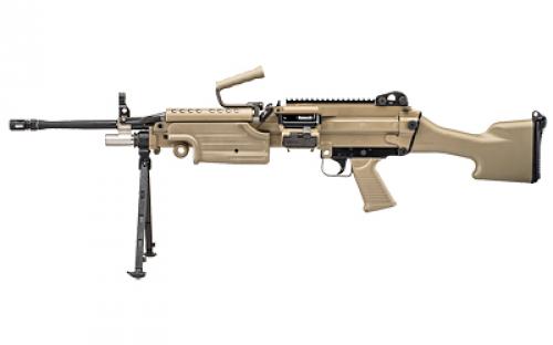 FN America M249S, Semi-automatic Rifle, Steel Frame, 556NATO, 18.5 Chrome Lined Cold Hammer Forged Barrel, Matte Finish, Para Flat Dark Earth, Ergonomic Polymer Stock, Adjustable Primary Sights, Standard Disintegrating Link Belt-Fed, Includes Integral Steel Bipod 46-100170