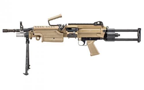 FN America M249S, Semi-automatic Rifle, Steel Frame, 556NATO, Para 16.1 Chrome Lined Cold Hammer Forged Barrel, Matte Finish, Para Flat Dark Earth, Rotating/Telescoping Metal Buttstock Assembly With Hydraulic Recoil Buff er System And Non-Slip Buttplate Stock, Adjustable Primary Sights, Standard Disintegrating Link Belt-Fed, Includes Integral Steel Bipod 46-100172