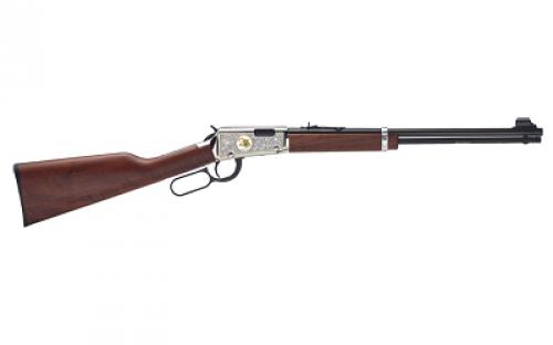 Henry Repeating Arms Lever Action, 25th Anniversary Edition, 18.5" Barrel, Blue Finish, Nickel Plated Engraved Receiver, American Walnut Stock, Adjustable Sights, 15Rd H001-25