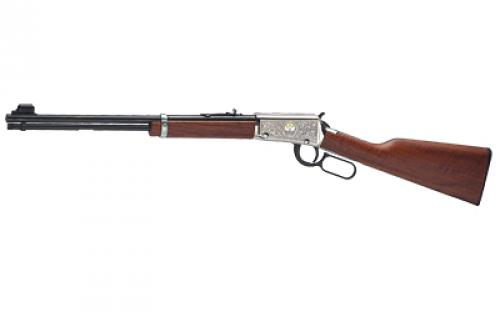 Henry Repeating Arms Lever Action, 25th Anniversary Edition, 18.5" Barrel, Blue Finish, Nickel Plated Engraved Receiver, American Walnut Stock, Adjustable Sights, 15Rd H001-25