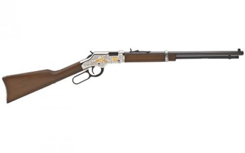 Henry Repeating Arms Golden Boy, Second Amendment Tribute, Lever Action, 22 LR, 20 Octagon Barrel, Engraved Nickel Receiver, Walnut Stock, Adjustable Sights, 16 Rounds, BLEM (Damaged Case) H004SAT