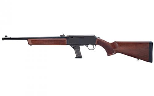 Henry Repeating Arms Homesteader, Semi-automatic, Rifle, 9mm, 16.37 Barrel, Threaded 1/2x28, Walnut Stock, Anodized Finish, Black, Drilled and Tapped for Optic Rail, Ghost Ring Sights, (1)-5 Round Magazine, (1)-10 Round Magazine, Includes Magwell for Sig Sauer/Smith & Wesson Magazines H027-H9S