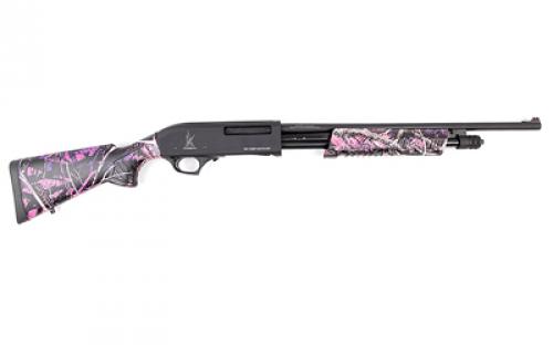 Keystone Sporting Arms My First Shotgun, Compact Model, Pump Action Shotgun, 410 Gauge, 18.5 Barrel, 3 Chamber, Synthetic Furniture, Muddy Girl Camo, Fiber Optic Front Sight, 5 Rounds (2 3/4 Shells) and 4 Rounds (3 Shells) KSA4200-MG