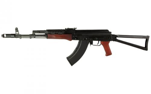 Kalashnikov USA KR-103SFSRW-TRI, Semi-automatic Rifle, 7.62X39, 16.33 Barrel, Cheese Grater Upper Handguard, Matte Finish, Black, Red Wood Furniture, Side Folding Triangle Stock, 30 Rounds, 1 Magazine KR-103SFSRW-TRI