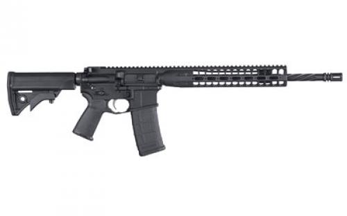 LWRC Direct Impingement Rifle, Semi-automatic Rifle, 223 Rem/556NATO, 16.1" Cold Hammer Forged Spiral Fluted Barrel, 1:7 Twist, Black Finish, LWRCI Compact Stock, Magpul MOE+ Grip, 30Rd, LWRCI Modular Free Float Rail, LWRCI Rail Panels, LWRCI A2 Flash Hider, LWRCI Integrated Hand Stop, LWRCI Angled Ergonomic Fore Grip with QD Sling Point, LWRCI Monoforge Upper Receiver ICDIR5B16