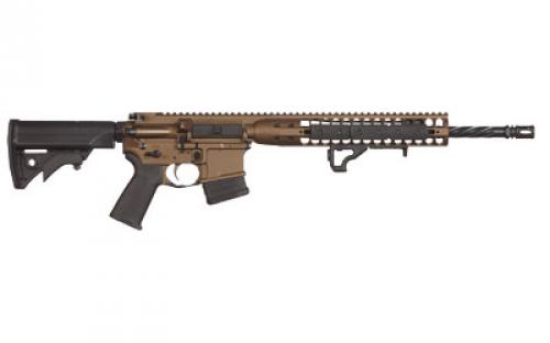 LWRC Direct Impingement Rifle, Semi-automatic Rifle, 223 Rem/556NATO, 16.1 Cold Hammer Forged Spiral Fluted Heavy Barrel, 1:7 Twist, Burnt Bronze Finish, LWRCI Compact Stock, Magpul MOE+ Grip, 10Rd, LWRCI Modular Free Float Rail, LWRCI Rail Panels, LWRCI A2 Flash Hider, LWRCI Integrated Hand Stop, LWRCI Angled Ergonomic Fore Grip with QD Sling Point, LWRCI Monoforge Upper Receive