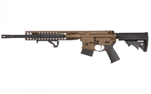 LWRC Direct Impingement Rifle, Semi-automatic Rifle, 223 Rem/556NATO, 16.1" Cold Hammer Forged Spiral Fluted Heavy Barrel, 1:7 Twist, Burnt Bronze Finish, LWRCI Compact Stock, Magpul MOE+ Grip, 10Rd, LWRCI Modular Free Float Rail, LWRCI Rail Panels, LWRCI A2 Flash Hider, LWRCI Integrated Hand Stop, LWRCI Angled Ergonomic Fore Grip with QD Sling Point, LWRCI Monoforge Upper Receive