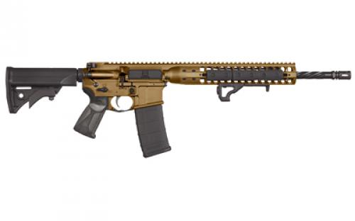 LWRC Direct Impingement Rifle, Semi-automatic Rifle, 223 Rem/556NATO, 16.1" Cold Hammer Forged Spiral Fluted Barrel, 1:7 Twist, Burnt Bronze Finish, LWRCI Compact Stock, Magpul MOE+ Grip, 30Rd, LWRCI Modular Free Float Rail, LWRCI Rail Panels, LWRCI A2 Flash Hider, LWRCI Integrated Hand Stop, LWRCI Angled Ergonomic Fore Grip with QD Sling Point, LWRCI Monoforge Upper Receiver ICDI