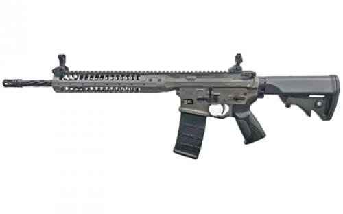 LWRC IC SPR, Semi-automatic Rifle, 223 Remington/556NATO, 16Hammer Forged Spiral Fluted Barrel, Cerakote Finish, Tungsten Gray, LWRCI Adjustable Compact Stock, LWRCI Skirmish Back Up Iron Sights, Ambidextrous, 30 Rounds, 1 Magazine ICR5TG16SPRBT