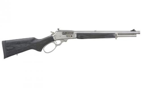 Marlin 1895 Trapper, Large Loop, Lever Action Rifle, 45-70 Government, 16.5" Threaded Barrel, 11/16X24" Pattern, Satin Finish, Silver, Black Laminate Stock and Forend, Adjustable Skinner Sights, Crossbolt Safety, 5 Rounds, Right Hand 70450