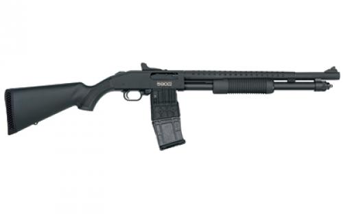 Mossberg 590M, Mag-Fed, Pump Action Shotgun, 18.5 Barrel, Heat Shield, 2.75 Chamber, AccuChoke, Black Finish, Synthetic Stock, Ghost-Ring Sights, 10Rd Detachable Magazine 50206