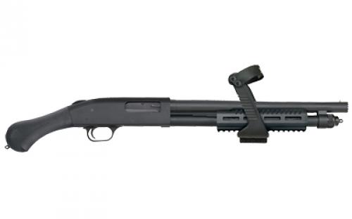 Mossberg 590 Shockwave, Pump Action, 12 Gauge, 3 Chamber, Shotgun, Stand Off 14.375 Barrel, Matte Blued Finish, Synthetic Stock, Shockwave Grip, M-LOK Forend w/Chainsaw Strapped Grip, Cylinder Bore Choke, 5Rd, Bead Sight 50647