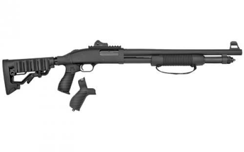 Mossberg 590, SPX, Pump Action, 12 Gauge, 3 Chamber, 18.5 Cylinder Barrel, Blue Finish, Flex Rear End with Adjustable Stock and Pistol Grip, Picatinny Rail, 6Rd, LPA Ghost Ring Rear - Winged Fiber Optic Front Sights, Corn Cob Forend with Strap 50696