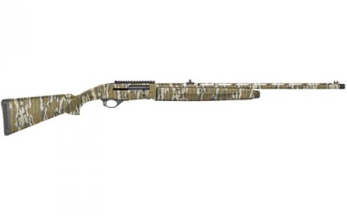 Mossberg SA-410 Turkey, Semi-automatic, 410 Gauge, 3 Chamber, 26 Vent Rib Barrel, Black, Synthetic Stock and Forend in Mossy Oak Bottomland, Extended Full Choke, Picatinny Rail, Oversized Charging Handle, 4Rd, Fiber Optic 3-Dot Sight 75795