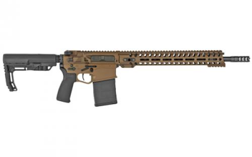 Patriot Ordnance Factory Revolution DI, Semi-automatic Rifle, 308 Win, 16.5" Barrel, 1:10 Twist, Cerakote Burnt Bronze Finish, Mission First Tactical Furniture, 14.5" M-LOK Rail, Triple Port Muzzle Brake, 4.5lb POF Drop-In Trigger, 1-20 Round PMAG, BLEM (Damaged Case) 01582