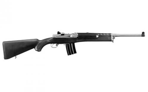 Ruger Mini-14 Ranch Rifle, Semi-Automatic Rifle, 5.56NATO/223Rem, 18.5 Barrel, Matte Stainless Finish, Stainless Steel, Black Synthetic Stock, Adjustable Rear & Blade Front Sight, Includes Picatinny Rail/Scope Rings/2 Mags, 20Rd 05817