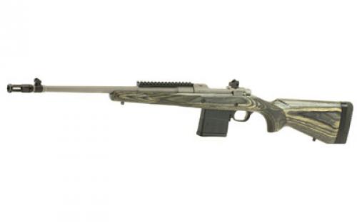 Ruger Gunsite Scout Rifle, Bolt-Action Rifle, 308 Win, 18.7" Barrel, Matte Stainless Finish, Stainless Steel, Black Laminate Stock, Adjustable Rear & Protected Blade Sight, 10Rd 06822